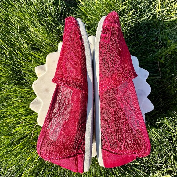 Toms Size 6.5 Shoes Womens Classic Slip On Raspberry Lace Comfort Casual Flats R - Picture 12 of 14